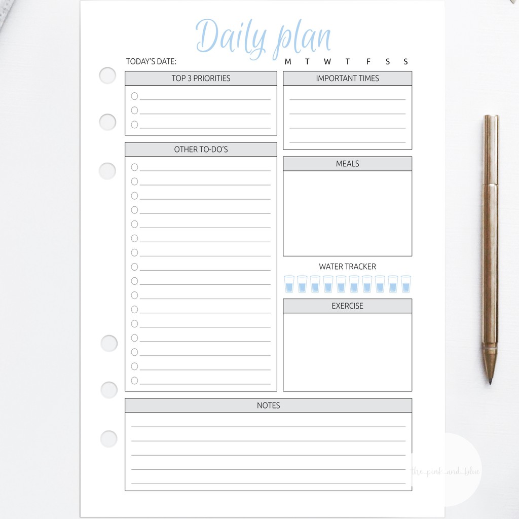 Daily Planner INSERT/REFILL 100gsm A5 Size 6 Holes Journal Diary ...