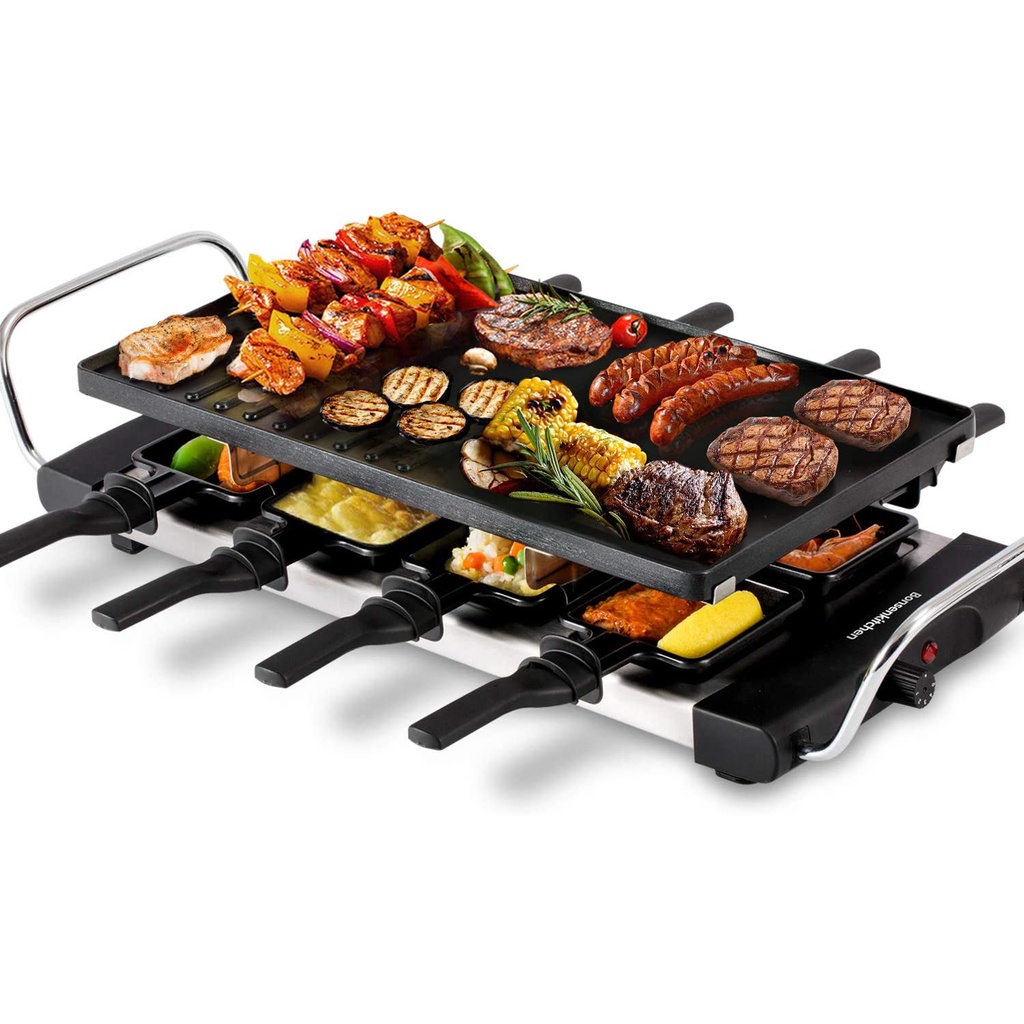 Smokeless Indoor Electric Grill, 1300W Fast Heating BBQ Raclette Griddle with Nonstick Grill Plate, Party Griddle for Co