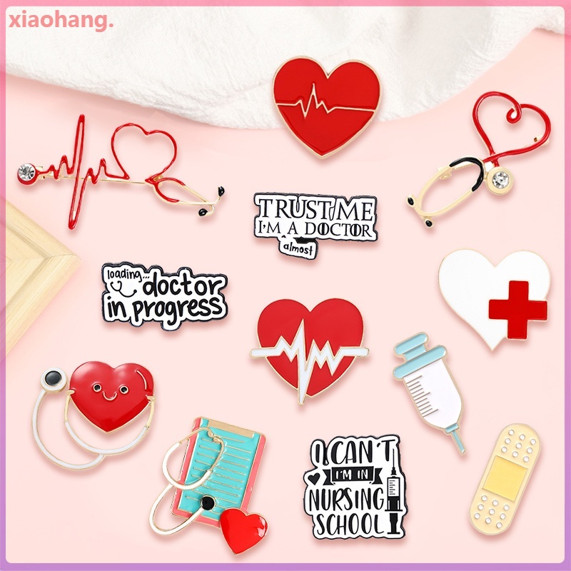 Creative Fashion Medical Series Stethoscope Alloy Brooch Syringe Pin Doctor Nurse Clothes Bag Accessories Jewelry Gift