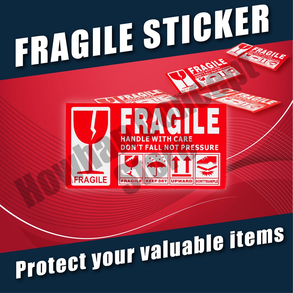 1 Pcs Fragile Sticker 7cmx13cm Saiz Besar ~ Sticker Mudah Pecah