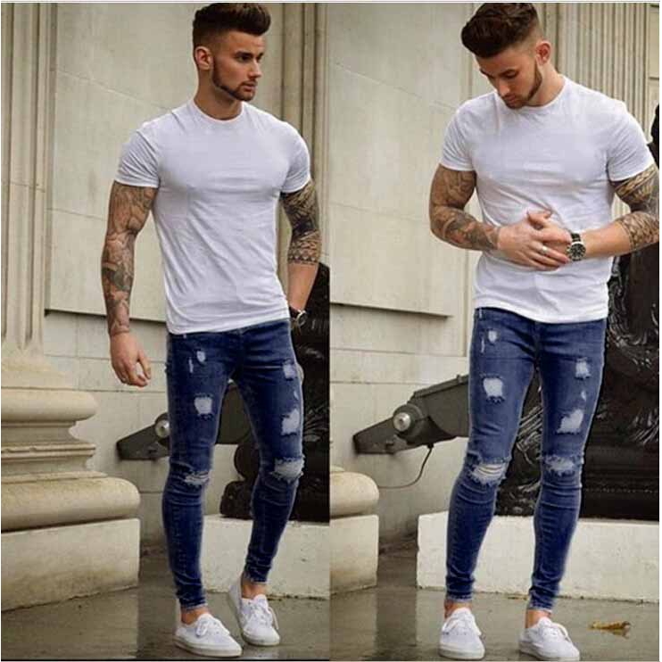 Skinny Jeans Denim Ripped Jeans Slim Fit Jeans Seluar ...