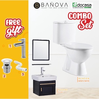 [COMBO SET] BANOVA Aluminum Bathroom Basin Cabinet Ceramic Sink Kabinet ...