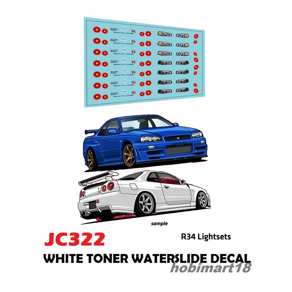 JC-9283 White Toner Waterslide Decal > SILVIA S13 LIGHT >Custom 1:64 Hot Wheels 