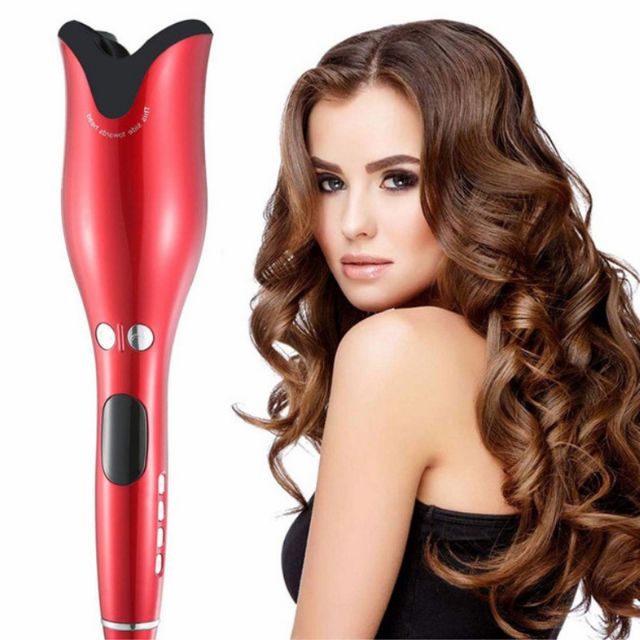 Women styling curling iron auto hair curler air spin curl ceramic wave maker,automatic hair tool (red or black)