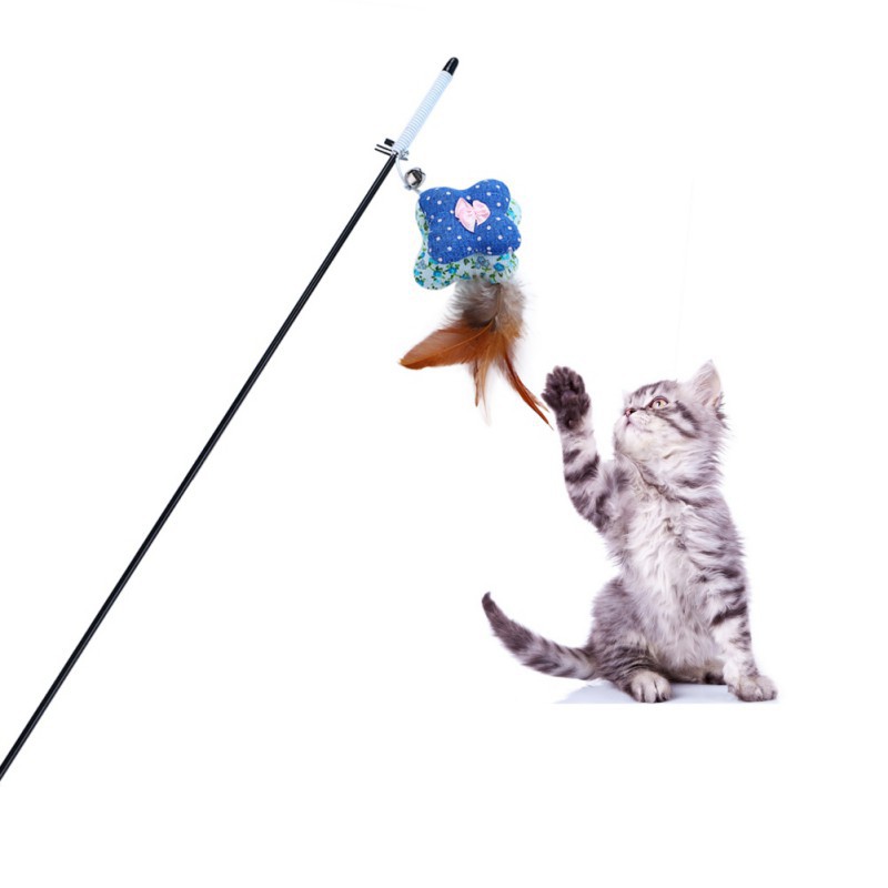 cat toy mouse on stick