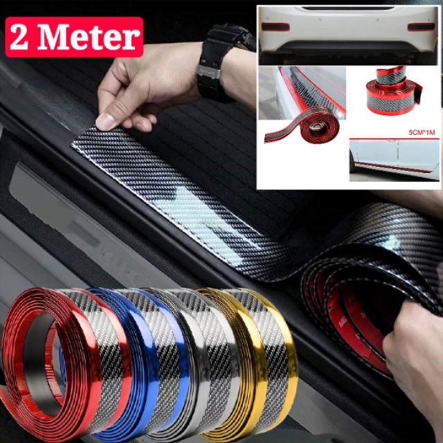 5cm x 2 Meter 5d Carbon Fiber Chrome Car Sticker Universal Door Sill ...