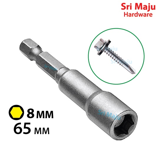 MAJU H8 8mm Crump Bit Hex Nut Setter Screw Driving Bit for
