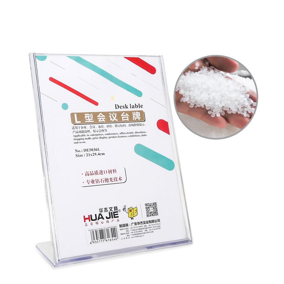 A4 A5 Acrylic LShape Display Stand for QR Code and Cards Table Stand