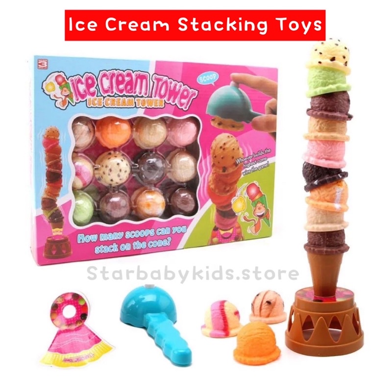 Colourful Ice Cream Stacking Toys Ice Cream Maker Ice Cream Tower Permainan Masak Kanak-Kanak Ais Krim