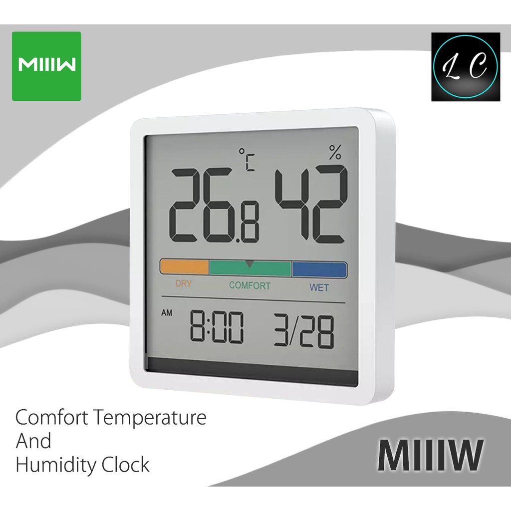 Miiiw Mute Temperature Humidity Clock Digital Hygrometer Alarm Clock Indoor Thermometer Humidity Monitor Smart Home