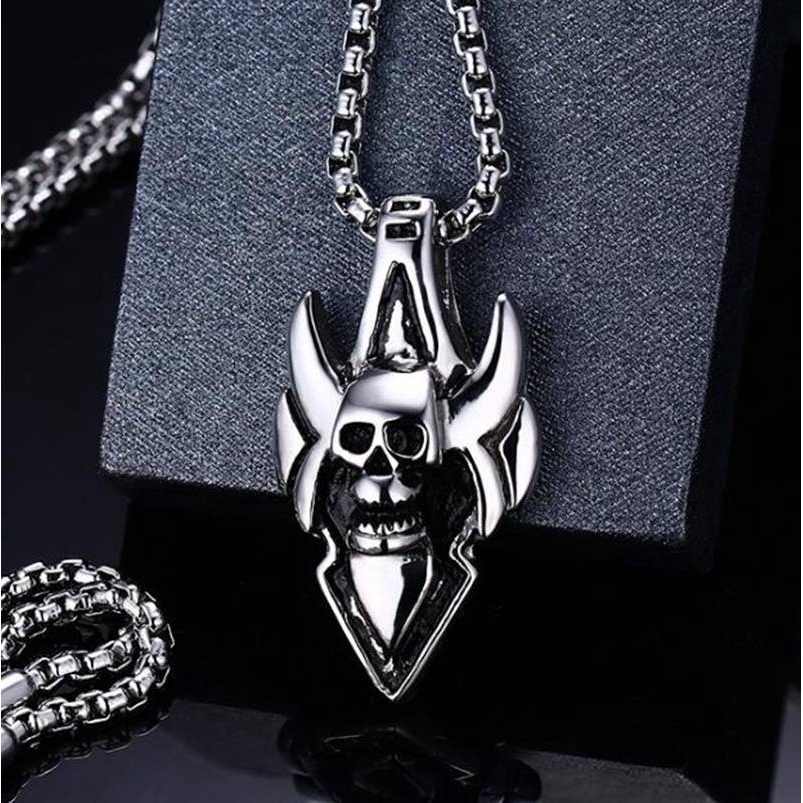 Vintage Biker Big Cross Neckless Men Steampunk Gold Black Skull Pendant Male Viking Sword Necklaces Goth Jewelry