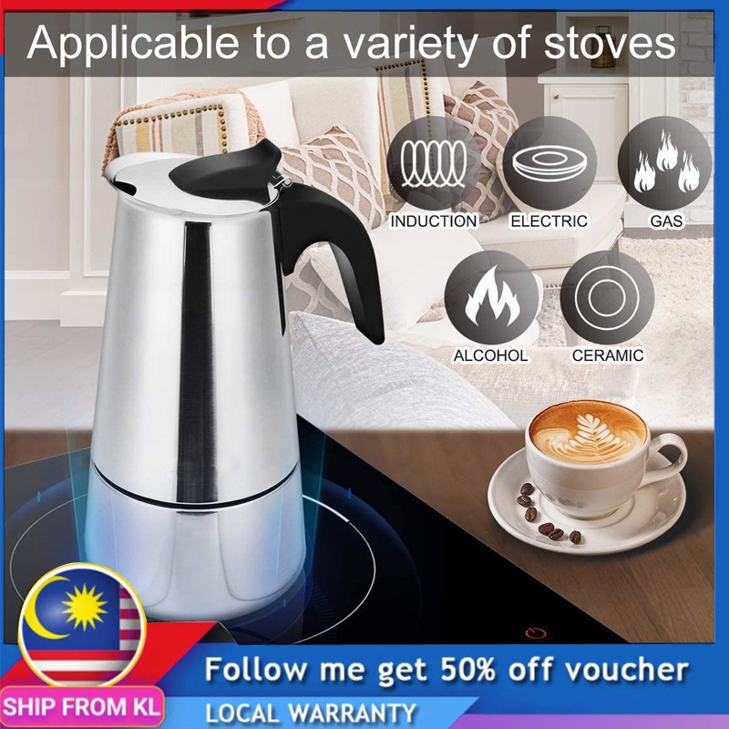 Stainless Steel Moka Pot Coffee Maker Pot Mocha Espresso Latte Filter Coffee Pot Italian Top Moka Espresso Cafeteira