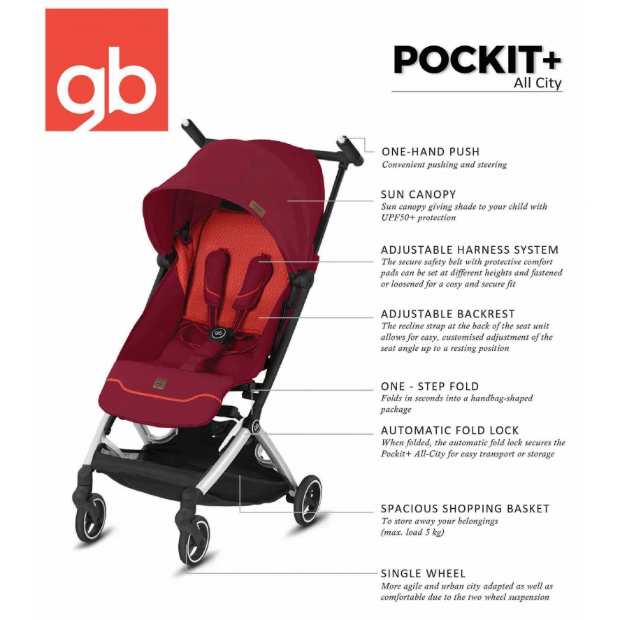 gb gold ultra compact pushchair pockit