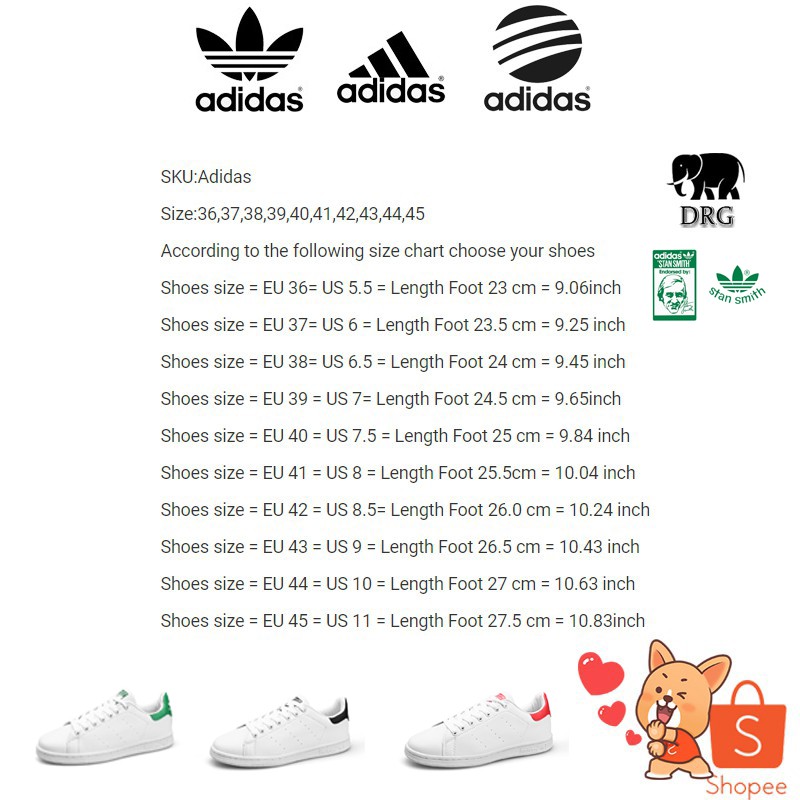 adidas shoe size cm