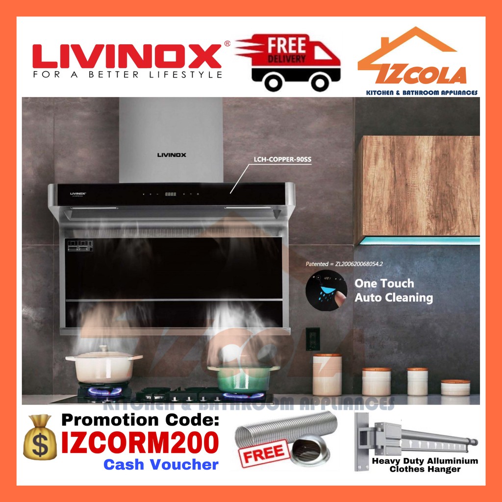 livinox cooker hood lch copperplus 90ss