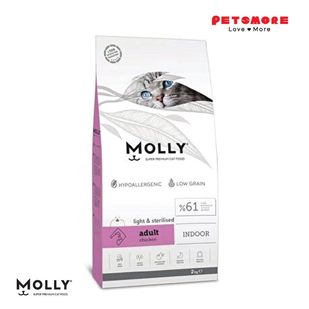 MOLLY Cat Adult Indoor Light & Sterilised Chicken 2kg / Cat Food