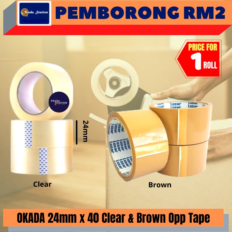 (RM2.20) OKADA Opp Tape 24mm X 40 / Brown Tape / Clear Tape