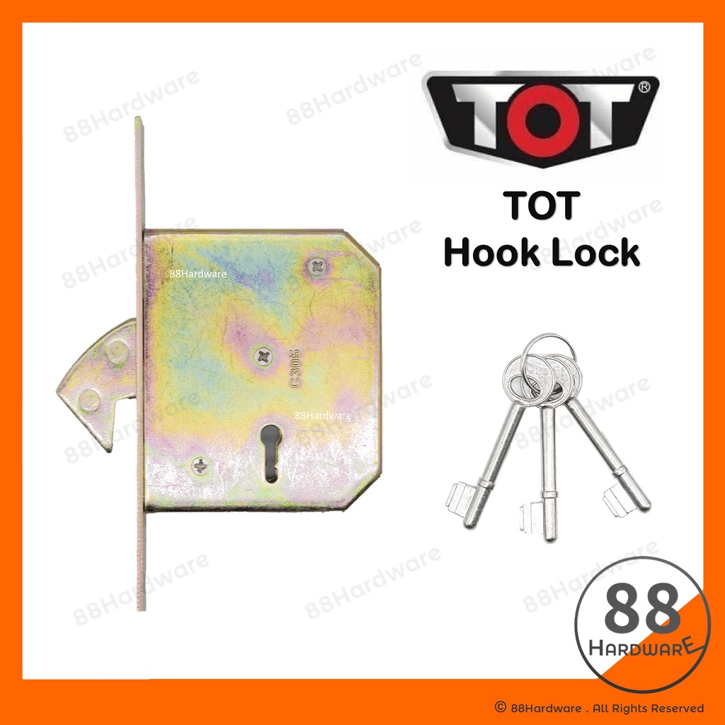TOT hook lock (door lock/grill lock/pagar lock/door hook lock/mortise