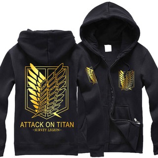 Attack On Titan Black Gold Survey Legion Hoodie Jacket Shopee Malaysia