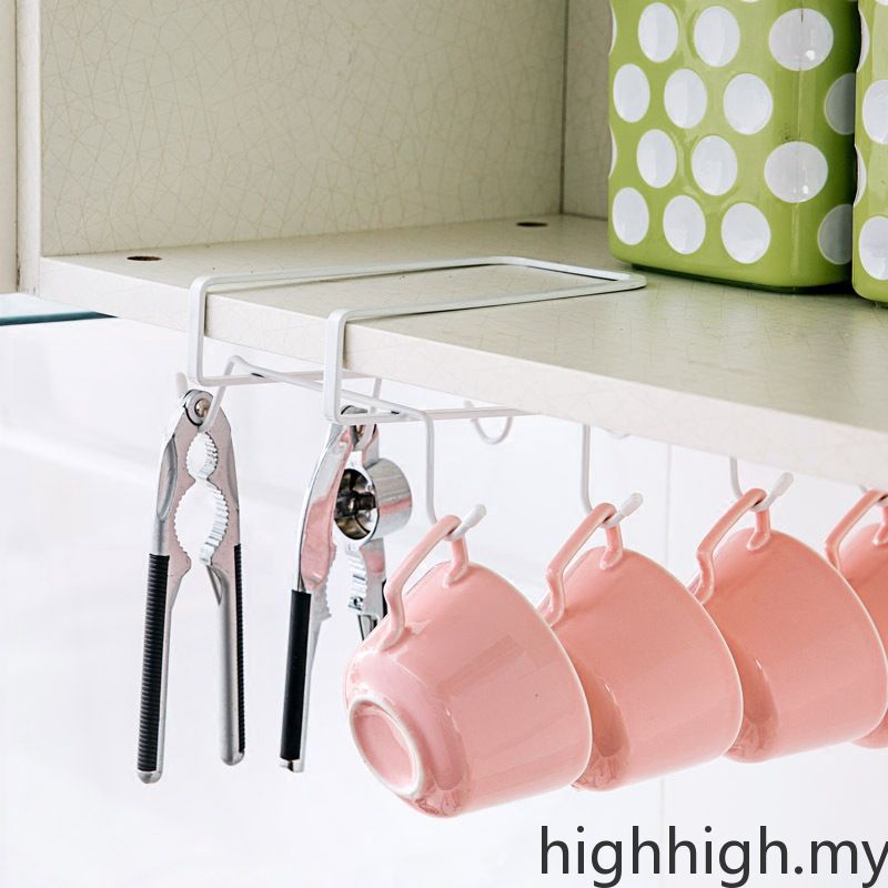 Under Cabinet Shelf Mug Cup Storage Rack Metal Holder Hanging