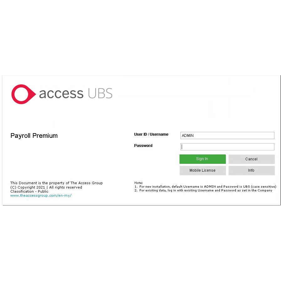 Access UBS Payroll Premium