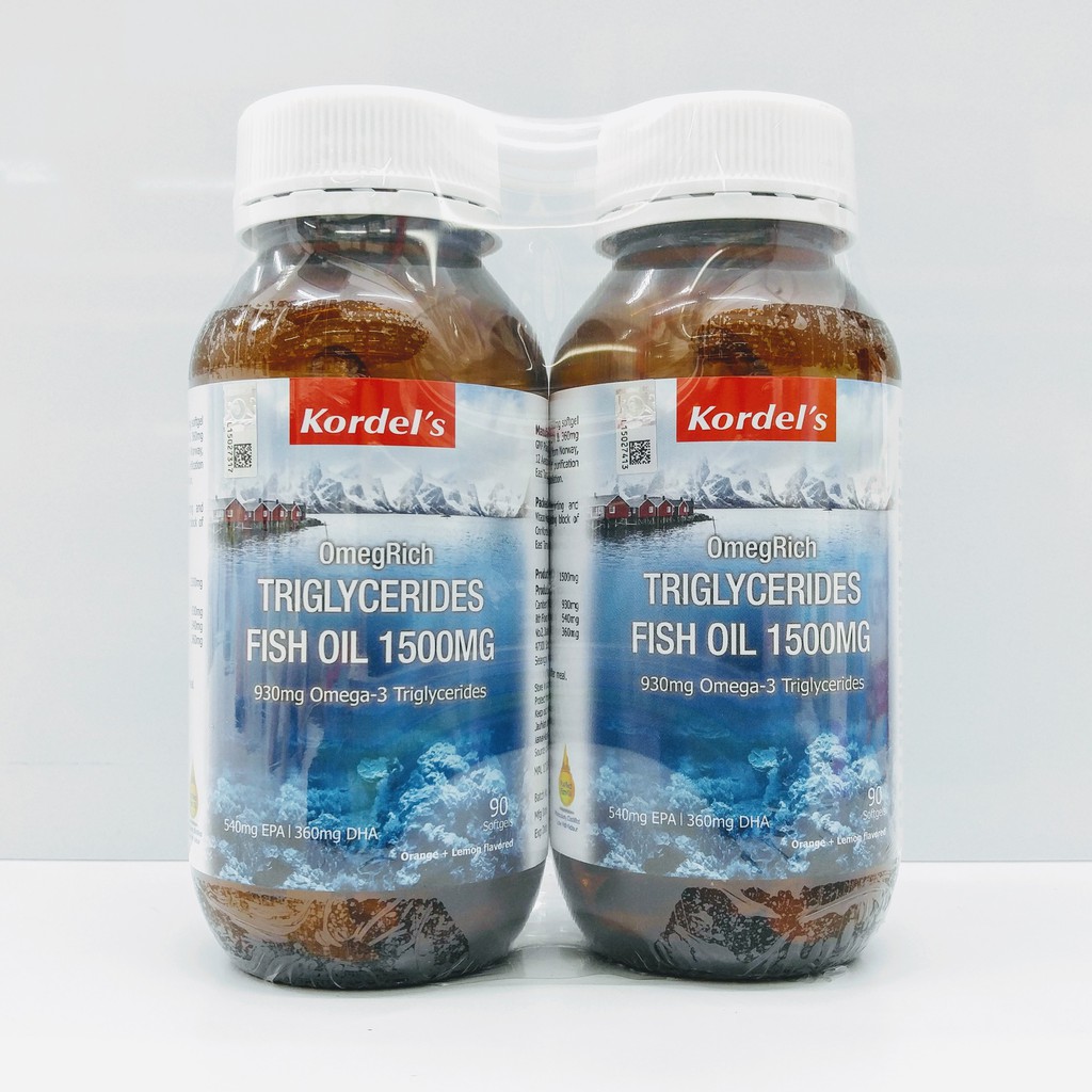 Kordel's OmegRich Triglycerides Fish Oil 1500mg [930mg Omega3] 90's x2