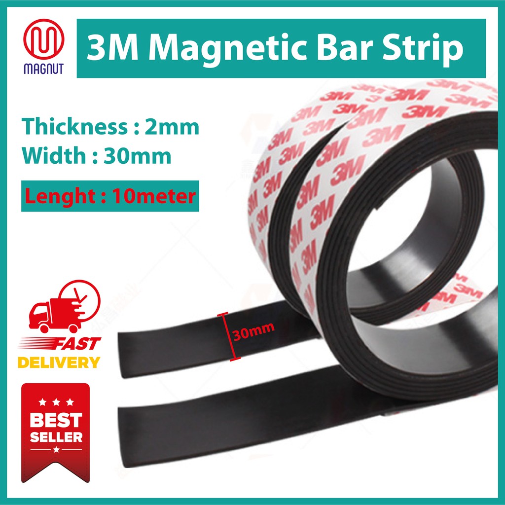 10 Meter * 30mm / Thickness: 2mm - Self Adhensive Flexible Magnetic Bar ...