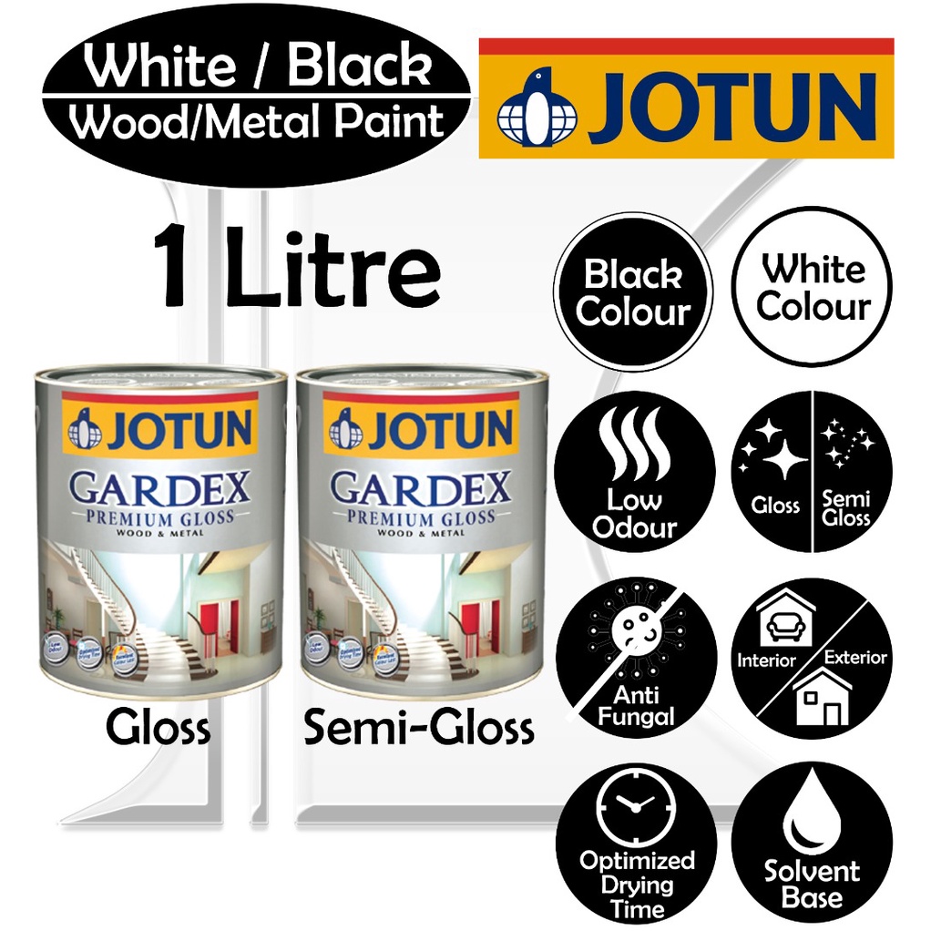 Jotun Gardex Gloss White / Black 1L Interior & Exterior Oil Paint