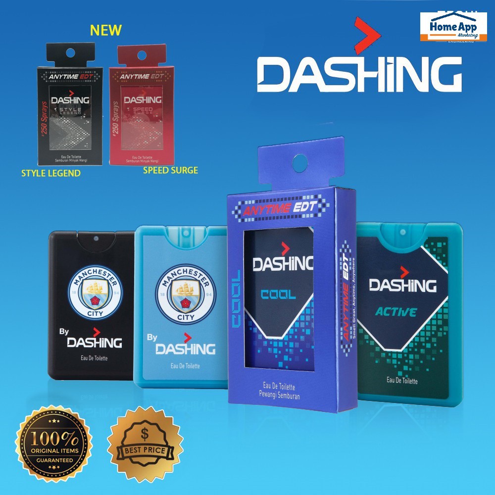 DASHING Anytime EDT Pocket Perfume | Long Lasting Masculine Fragrances Men's Perfume 250 Spray Minyak Wangi Poket