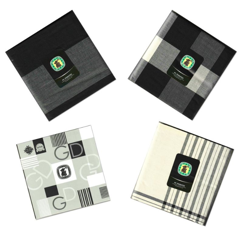 PEMBORONG KAIN SARUNG PELIKAT GAJAH DUDUK BLACK & WHITE BENANG 5000 SIAP JAHIT EKSKLUSIF