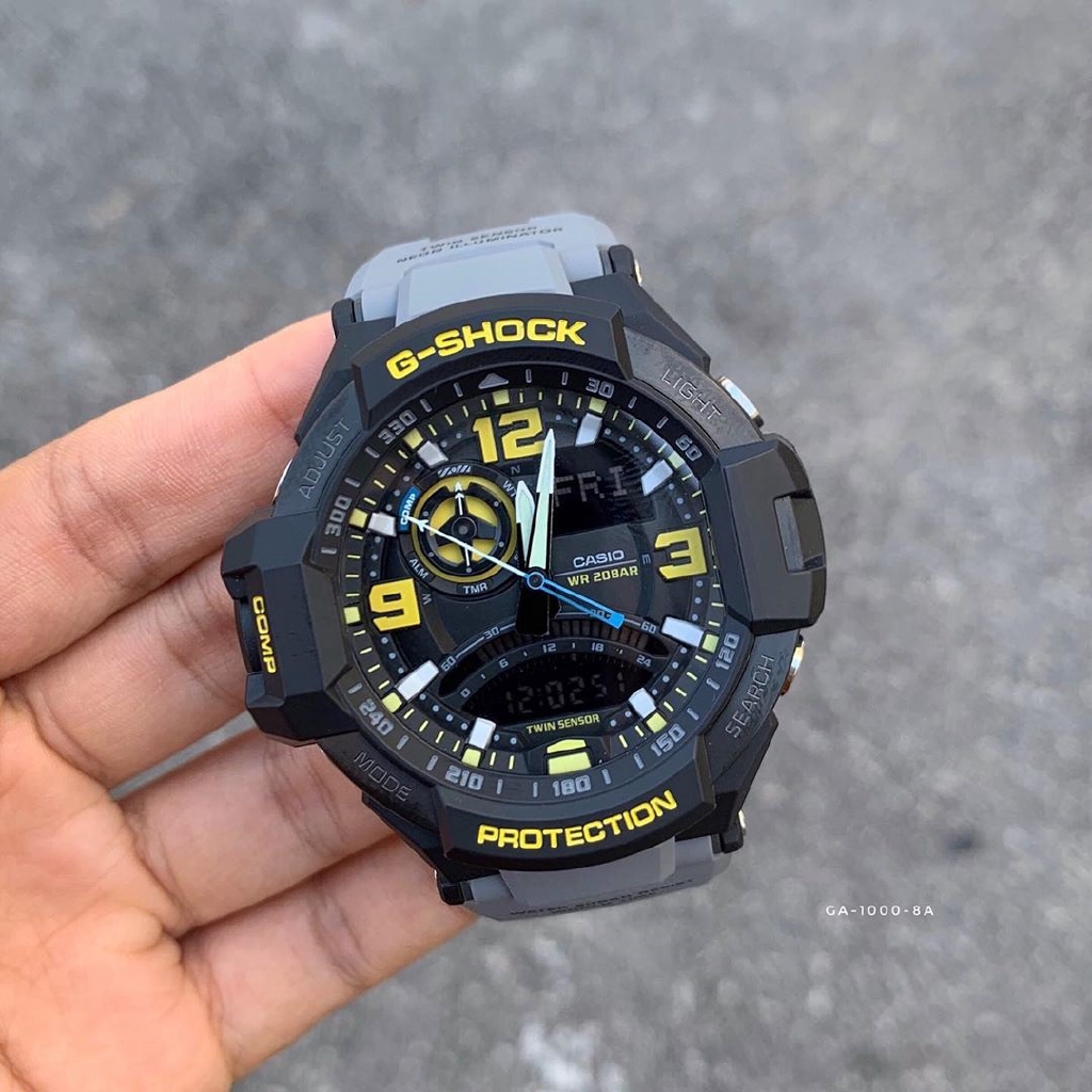 OFFICIAL WARRANTY) Casio G-Shock GA-1000-8A Gravitymaster Sensor Aviation Analog Digital Grey Resin Watch GA1000 | Shopee Malaysia