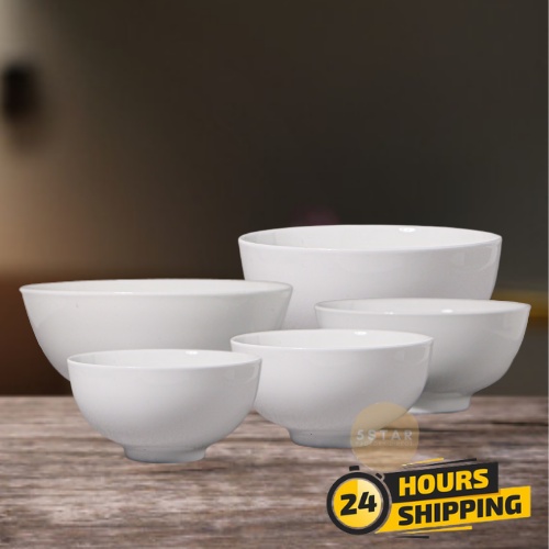 5STAR WHITE CERAMIC PORCELAIN RICE BOWL SOUP BOWL NOODLE BOWL SALAD BOWL DESSERT BOWL MANGKUK