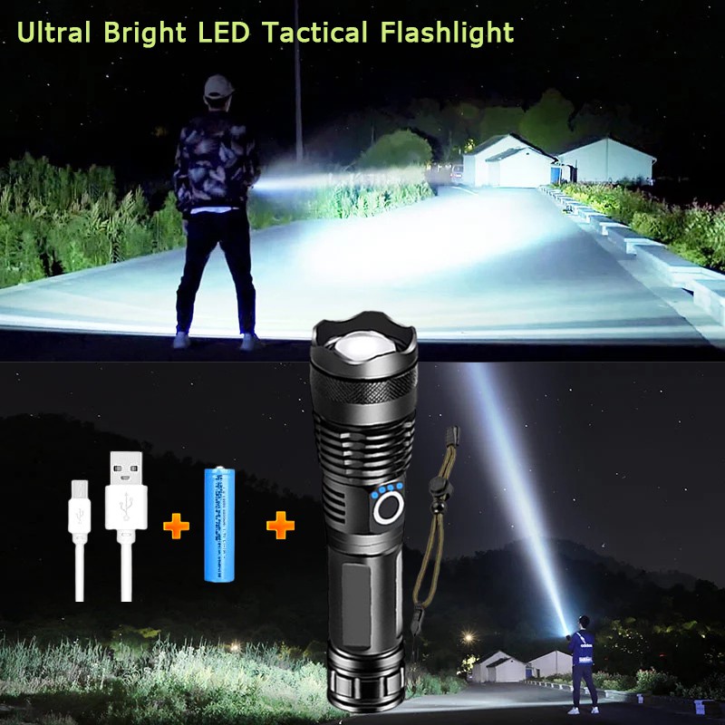 LED Flashlight XHP50 Super Bright 3000 Lumens Handheld Tactical Torch