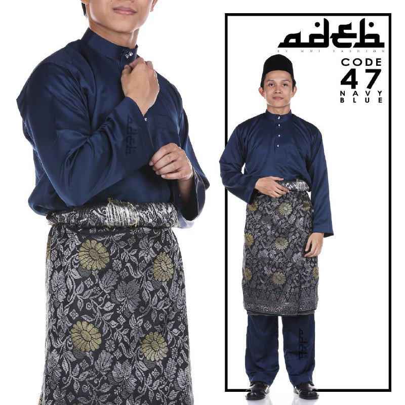 Baju Melayu Tradisional NAVY BLUE (Size Baby > 5XL Dewasa)