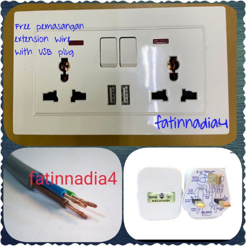 Extension Plug Universal Switch Socket Outlet Suis Outlet With Usb Shopee Malaysia