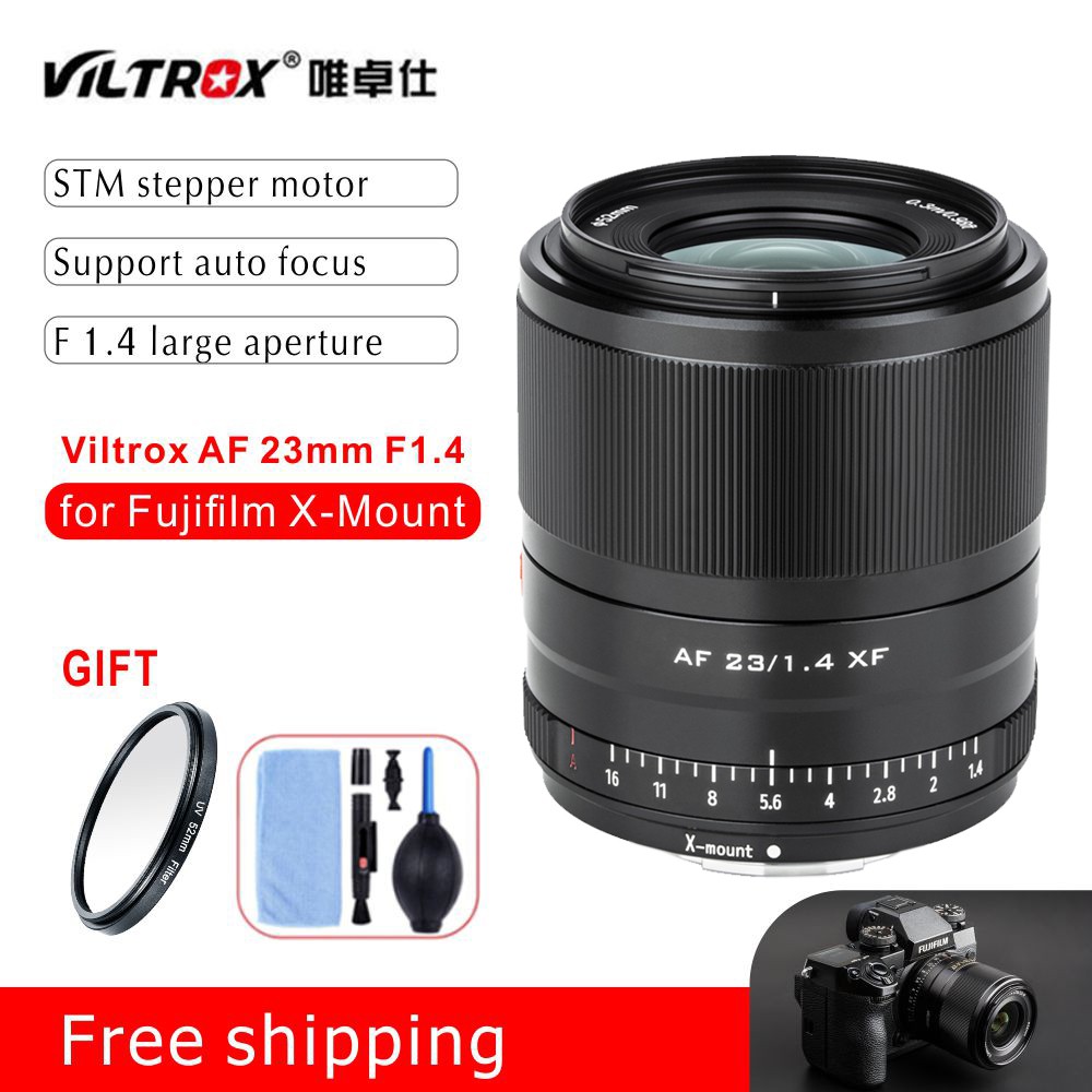 VILTROX 23mm f/1.4 Fuji X Mount 23mm F1.4 Lens Auto Focus APS-C Lens for fujifilm X-Mount Camera Silver 