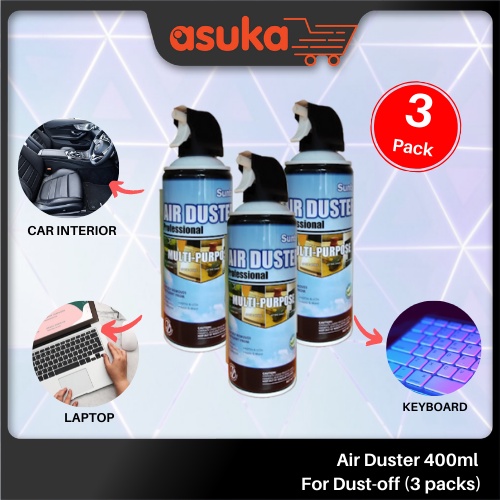 3 Air Duster Canned 400ml (3 Packs) For PC Laptop Camera Clean Dust