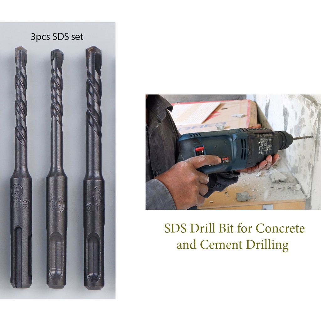 3pcs Pieces SDS Drill Bit Set 110mm Concrete Cement Drill Bit for Bosch