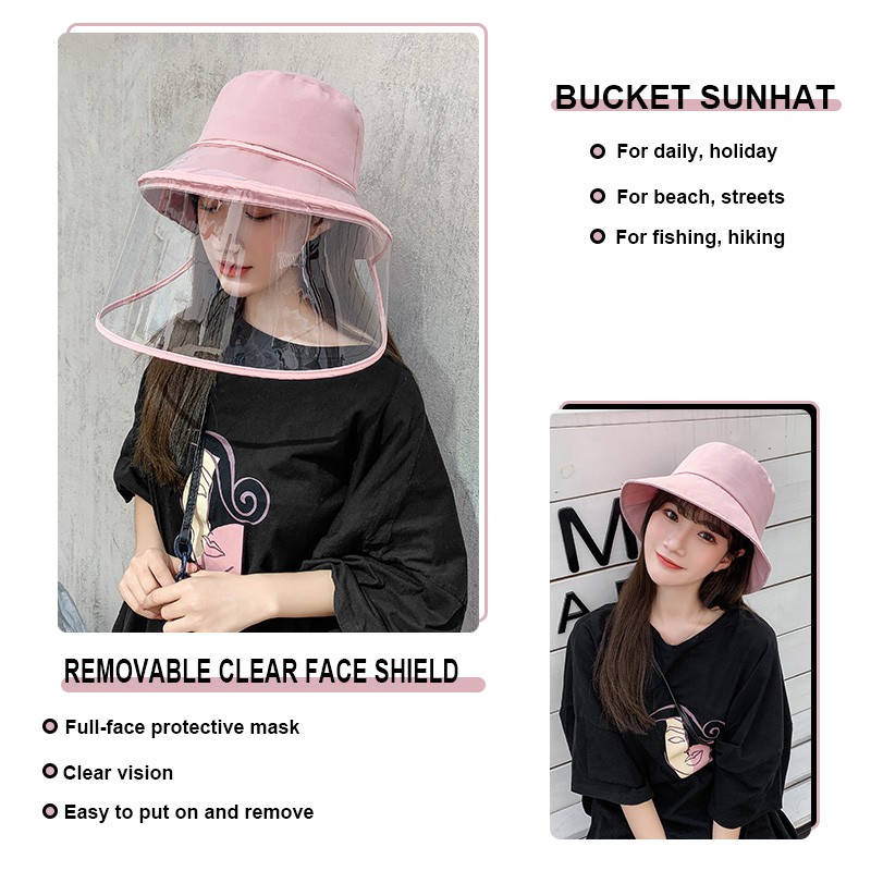 T T Women Bucket Hat Removable Protective Face Shield Clear Visor Transparent Mask Anti Splash Summer Sun Hat Fishing Beach Travel Caps Casual Hats Shopee Malaysia