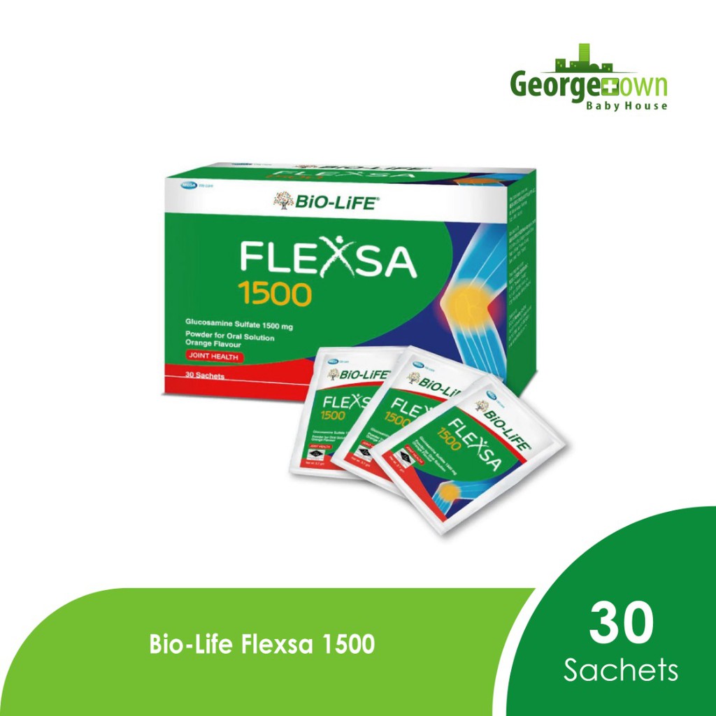 BIOLIFE FLEXSA GLUCOSAMINE 1500MG 30 sachets x 2 (twin pack) Expiry