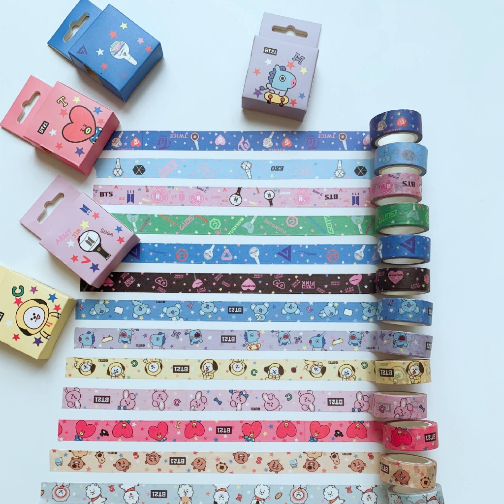 BTS BT21 Series Cute Washi Tape Set Masking Tape Journal Supplies ...