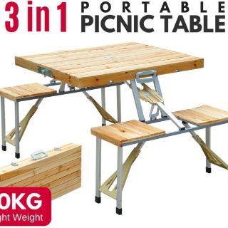 3IN1 PORTABLE PICNIC WOOD TABLE MEJA LIPAT KAYU Shopee  