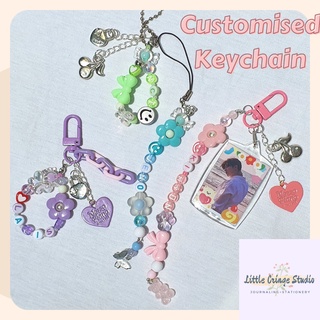 Customised Phone Strap Keychain Kpop Beads Customised Name and Photo Handmade Beads Phone Strap