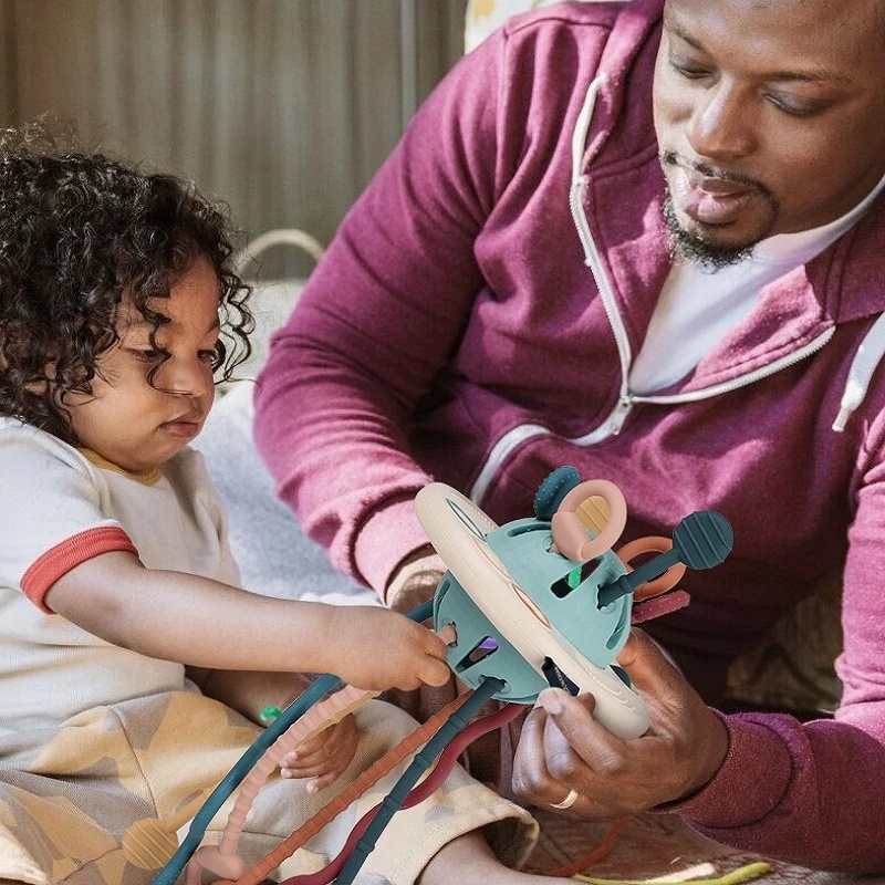 Multi Quality 3 1 Baby Montessori Pull String Sensory Toys 0-3Y Silicone Teething Activity Toy Toddler Finger Grasp T... - Image 4