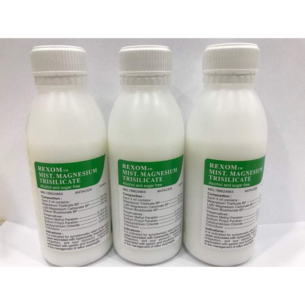 Rexom Magnesium Trisilicate Mixture 120ml x3 units | Shopee Malaysia