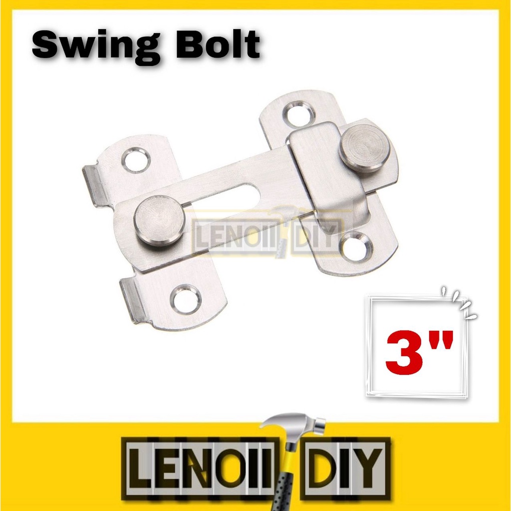 Stainless Steel 3 Inch Door Swivel Bolt Door Latch Hasp Lock Swing Bolt
