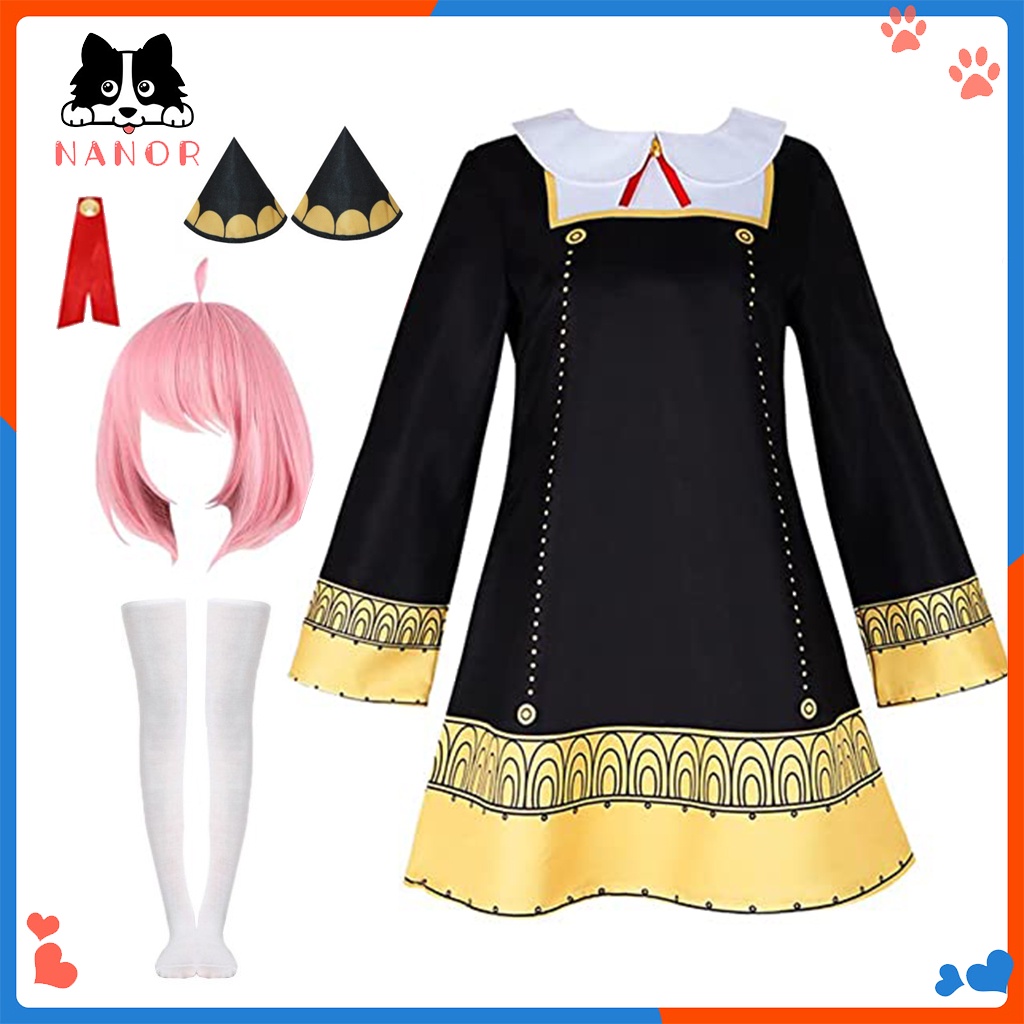 (Ready stock)Anime Spy x Family Cosplay Anya Forger Costume Cosplay Anya Forger Dress Suit Halloween Party Outfit