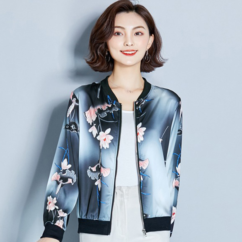 blue silk jacket women's