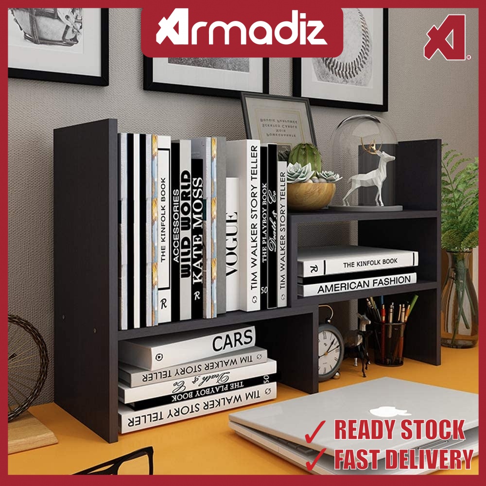 AMZ Rak Buku Desktop Storage Rack Table Top Bookshelf Display Rack
