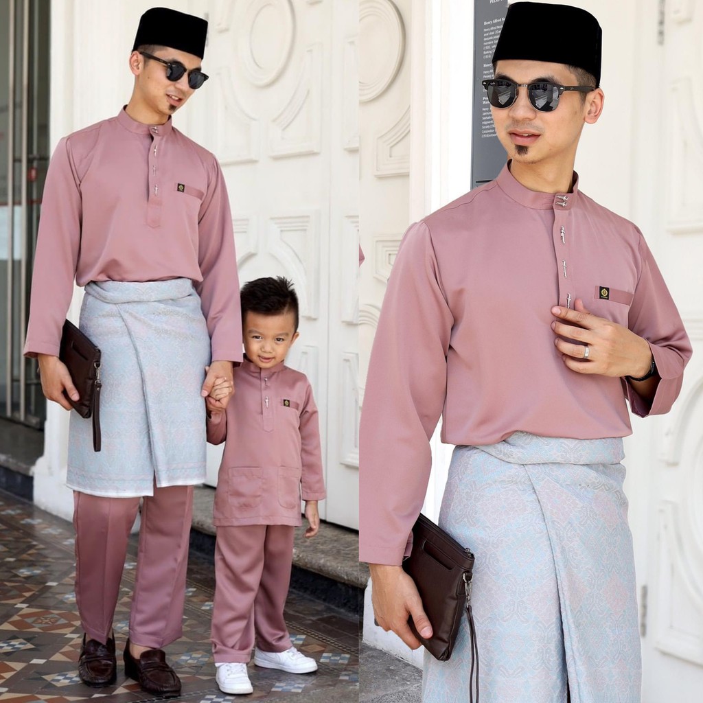 Baju Melayu Moden Muted Pink Belacan Dewasa Ayah Anak Bapa Budak Kanak Kanak Pearlskin Shopee Malaysia